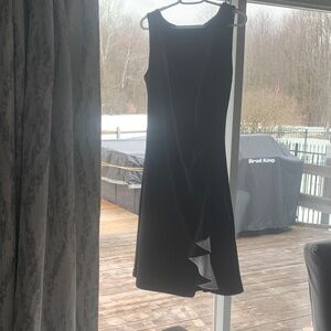 Joseph Ribkoff Black Sleeveless Midi Dress with Ruffle Detail